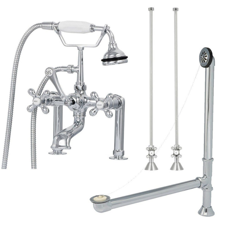 Chevington 54'' x 30'' Freestanding Soaking Cast Iron Bathtub with Faucet Wayfair Canada